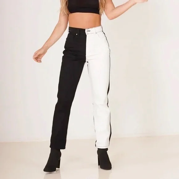 REVICE Jeans Revice Black And White Color Block Jeans Size 26